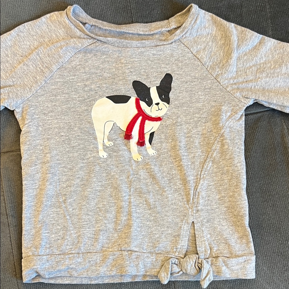 3T Carter's Gray Long Sleeve Tee with Dog and Red Scarf